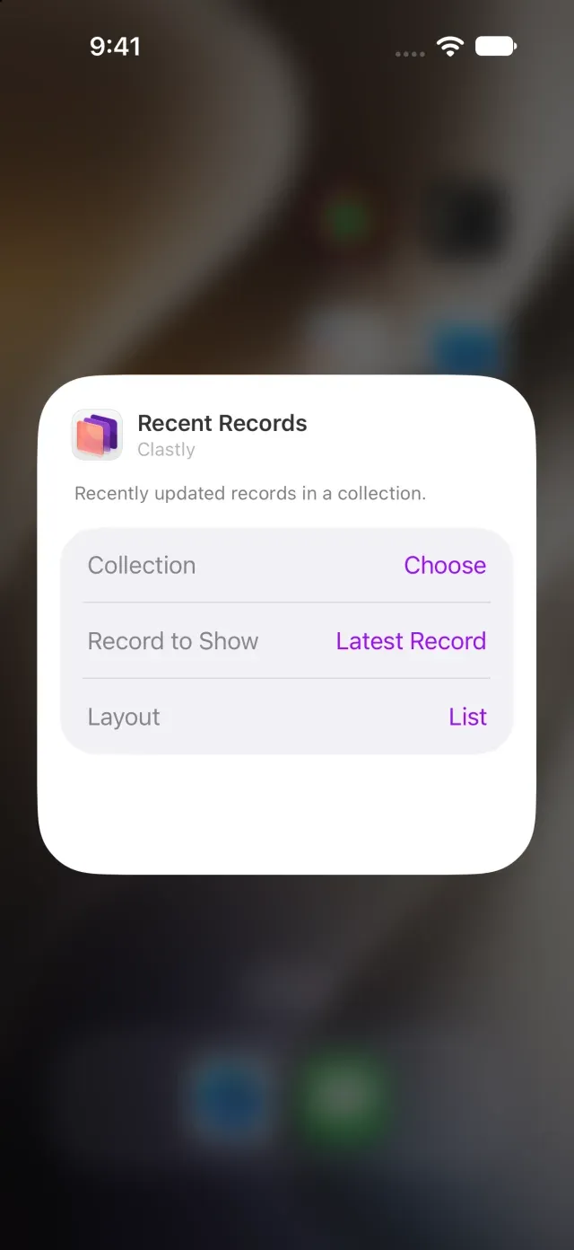 Setting the collection shown in a widget