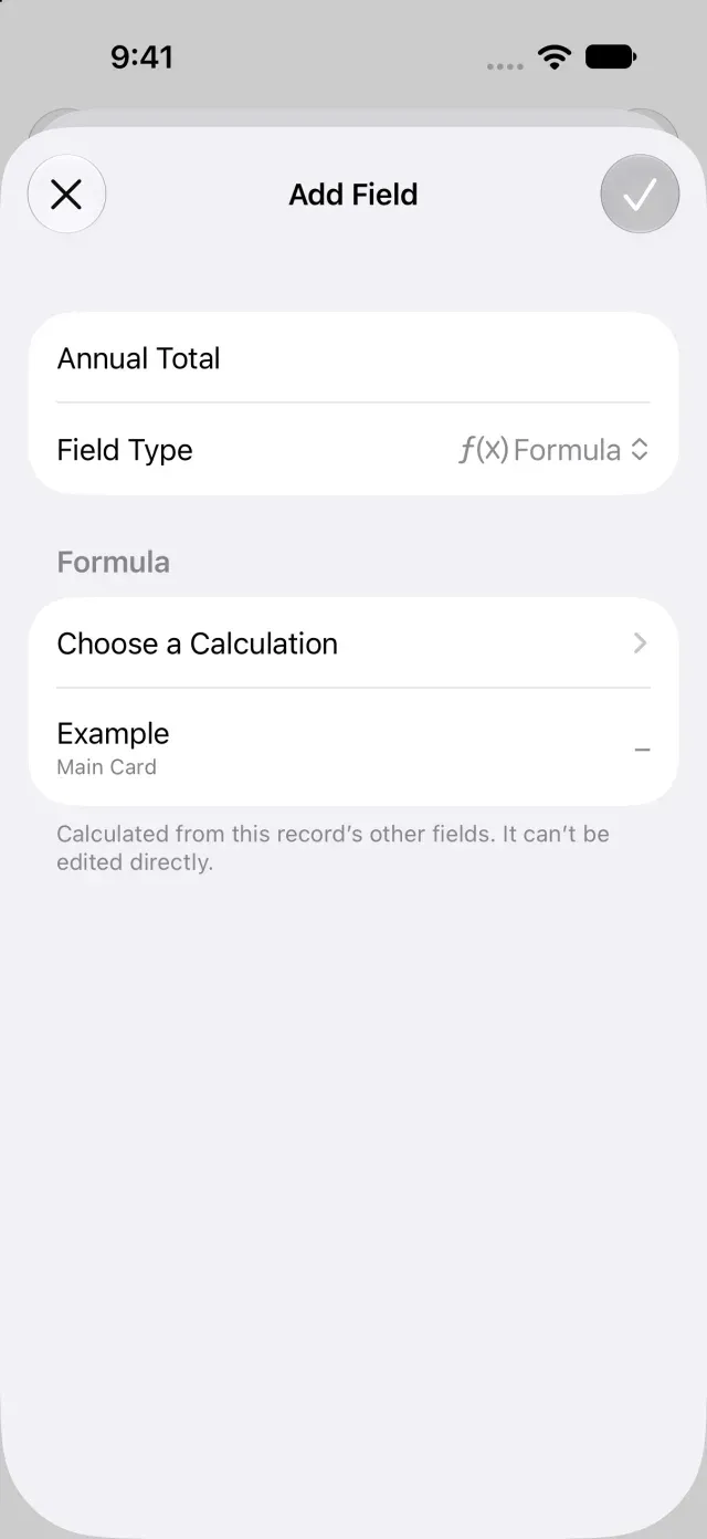 Option for opening the formula editor