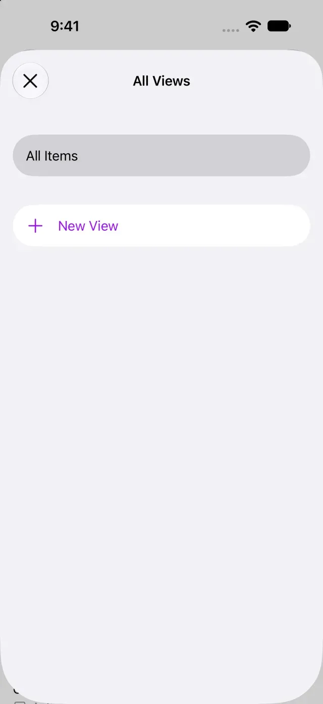 New View button in view management