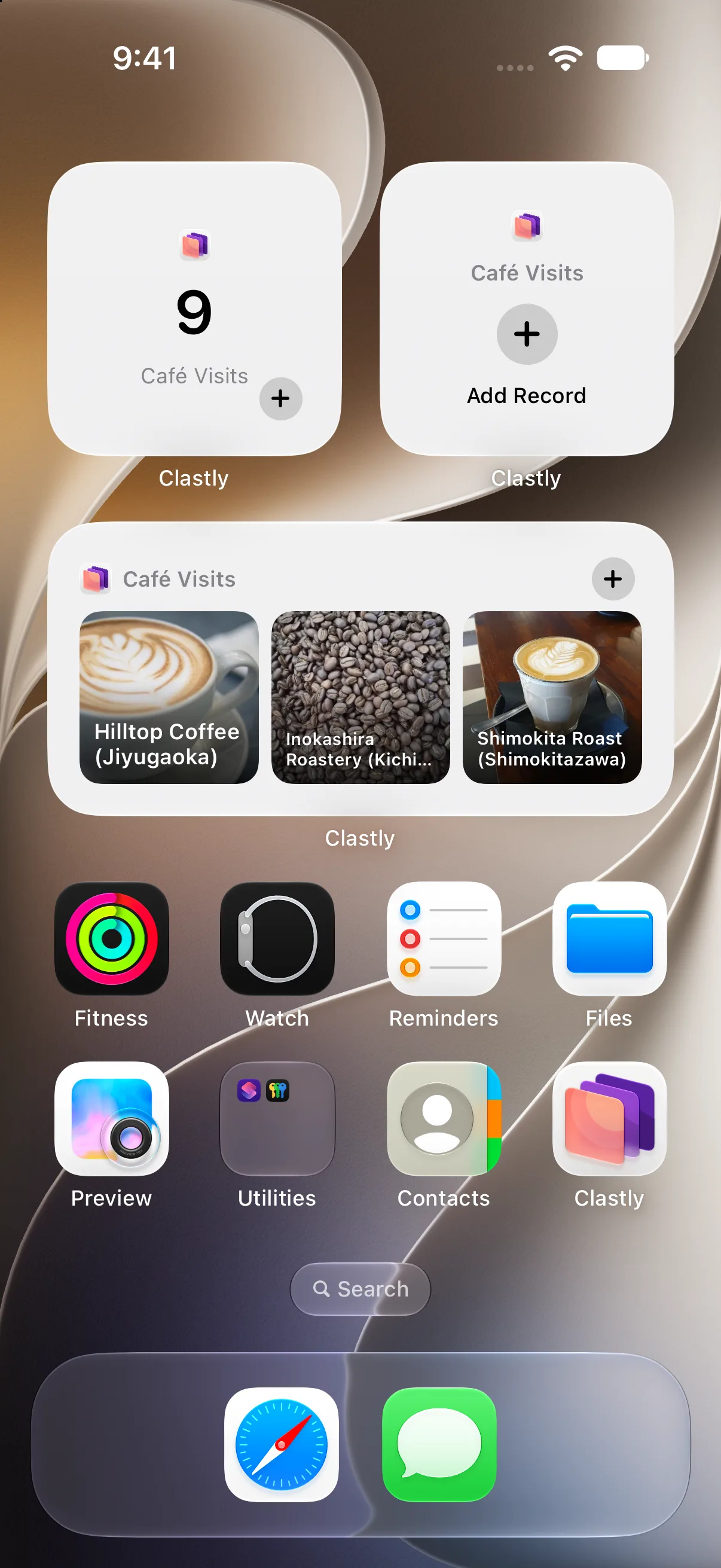 Clastly widgets on the iPhone Home Screen